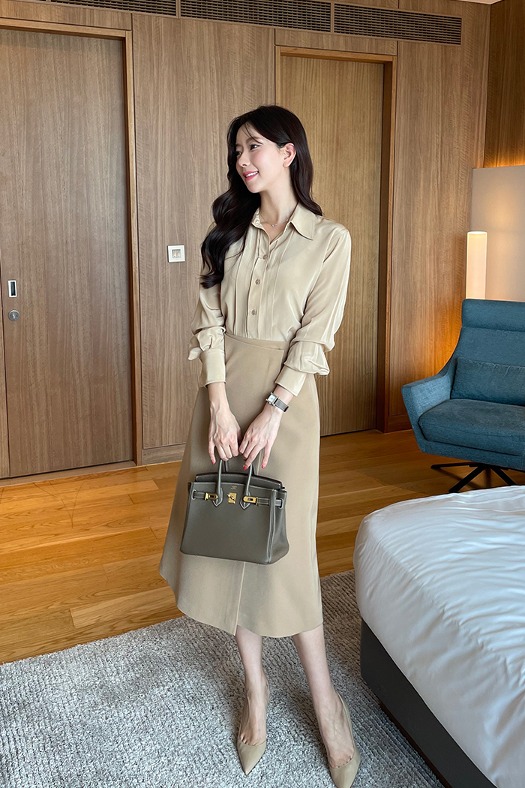 (Imported) Monty H Wrap Skirt (Same-day delivery in Beige!)