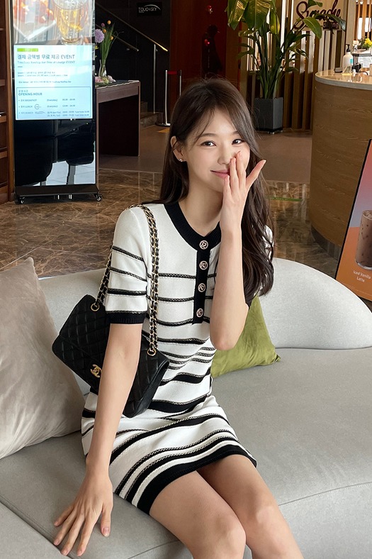 (Imported) Wisty Stripe Short-Sleeved Dress