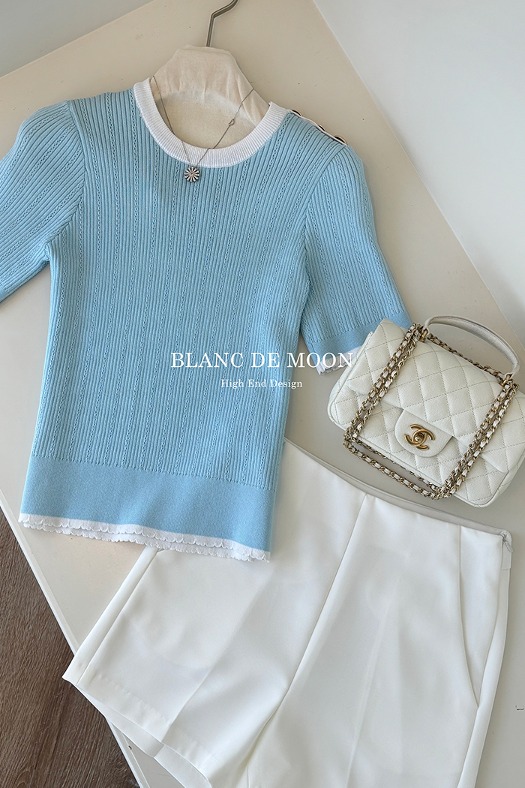 (Imported) Curlin Gold Short-Sleeved Knit Top